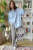 Marlowe Stripe Wide Leg Lounge Trouser Chocolate 